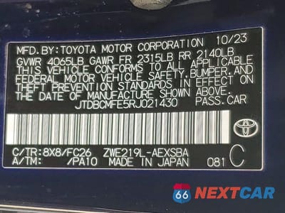 Zdjęcie 12 z 12 samochodu: 2024 TOYOTA COROLLA HYBRID SE VIN:JTDBCMFE5RJ021430 - miniatura