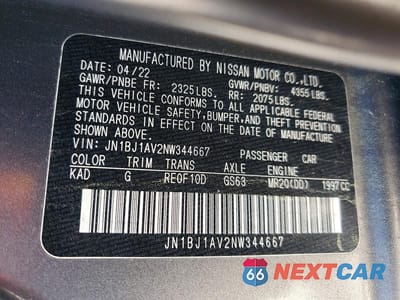 Zdjęcie 13 z 13 samochodu: 2022 NISSAN ROGUE SPORT S VIN:JN1BJ1AV2NW344667 - miniatura