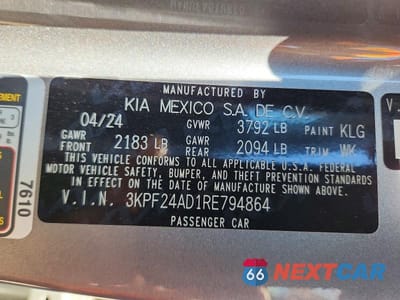 Zdjęcie 13 z 13 samochodu: 2024 KIA FORTE LXS VIN:3KPF24AD1RE794864 - miniatura