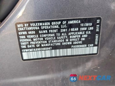 Zdjęcie 12 z 12 samochodu: 2014 VOLKSWAGEN PASSAT SEL VIN:1VWCM7A33EC055967 - miniatura