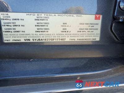 Zdjęcie 13 z 13 samochodu: 2016 TESLA MODEL S VIN:5YJSA1E27GF177467 - miniatura