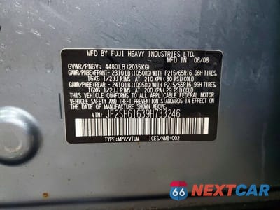 Zdjęcie 13 z 13 samochodu: 2009 SUBARU FORESTER 2.5X VIN:JF2SH61639H733246 - miniatura