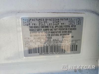 Zdjęcie 12 z 13 samochodu: 2020 NISSAN SENTRA SV VIN:3N1AB8CV2LY218328 - miniatura