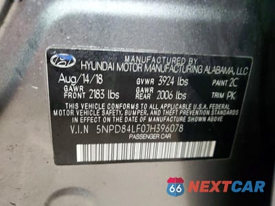 Zdjęcie 12 z 12 samochodu: 2018 HYUNDAI ELANTRA VALUE EDITION VIN:5NPD84LF0JH396078 - miniatura