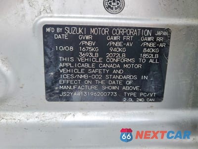 Zdjęcie 12 z 12 samochodu: 2009 SUZUKI SX4 TECHNOLOGY VIN:JS2YA413196200773 - miniatura