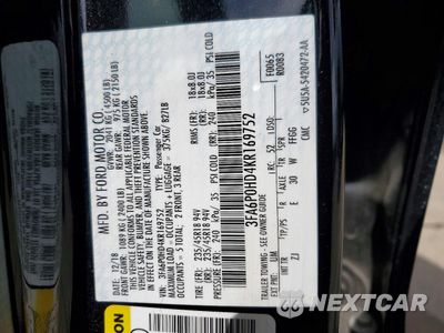 Zdjęcie 12 z 13 samochodu: 2019 FORD FUSION SE VIN:3FA6P0HD4KR169752 - miniatura