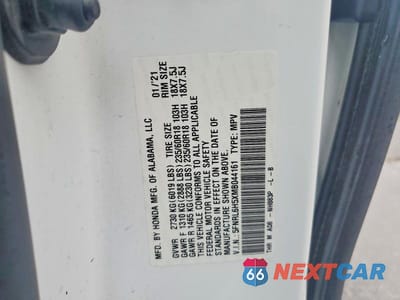 Zdjęcie 14 z 14 samochodu: 2021 HONDA ODYSSEY EX VIN:5FNRL6H5XMB044161 - miniatura