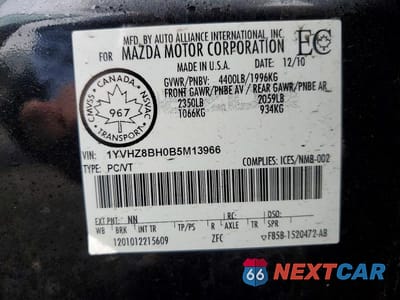 Zdjęcie 12 z 12 samochodu: 2011 MAZDA 6 I VIN:1YVHZ8BH0B5M13966 - miniatura
