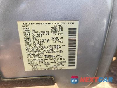 Zdjęcie 12 z 12 samochodu: 2008 NISSAN TITAN XE FFV VIN:1N6BA06A08N345286 - miniatura