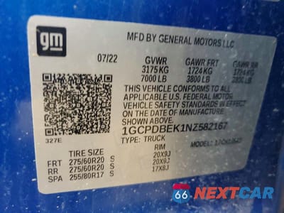 Zdjęcie 12 z 12 samochodu: 2022 CHEVROLET SILVERADO K1500 CUSTOM VIN:1GCPDBEK1NZ582167 - miniatura