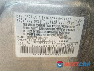 Zdjęcie 10 z 10 samochodu: 2019 NISSAN SENTRA SV VIN:3N1AB7AP4KY447025 - miniatura