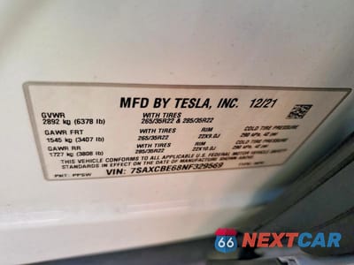 Zdjęcie 14 z 14 samochodu: 2022 TESLA MODEL X VIN:7SAXCBE68NF329569 - miniatura