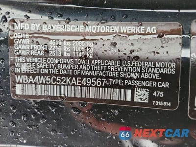 Zdjęcie 12 z 12 samochodu: 2019 BMW 430XI VIN:WBA4W5C52KAE49567 - miniatura