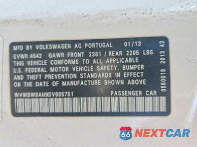 Zdjęcie 12 z 12 samochodu: 2013 VOLKSWAGEN EOS KOMFORT VIN:WVWBW8AH9DV005751 - miniatura