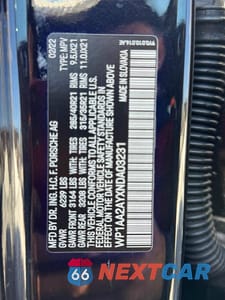 Zdjęcie 10 z 12 samochodu: 2022 PORSCHE CAYENNE VIN:WP1AA2AYXNDA03231 - miniatura