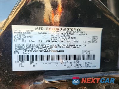 Zdjęcie 12 z 12 samochodu: 2010 FORD F250 SUPER DUTY VIN:1FTSW2BR4AEB05403 - miniatura
