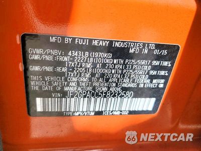 Zdjęcie 12 z 12 samochodu: 2015 SUBARU XV CROSSTREK 2.0 PREMIUM VIN:JF2GPACC5F8232580 - miniatura