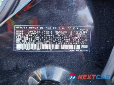 Zdjęcie 12 z 12 samochodu: 2019 HONDA FIT LX VIN:3HGGK5H45KM728119 - miniatura