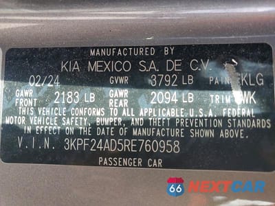 Zdjęcie 13 z 13 samochodu: 2024 KIA FORTE LXS VIN:3KPF24AD5RE760958 - miniatura