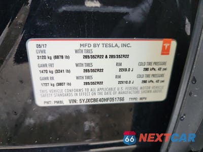 Zdjęcie 14 z 14 samochodu: 2017 TESLA MODEL X VIN:5YJXCBE40HF051766 - miniatura