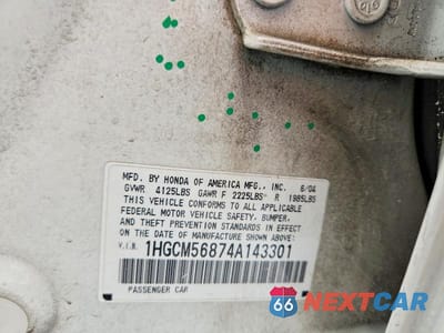 Zdjęcie 12 z 12 samochodu: 2004 HONDA ACCORD EX VIN:1HGCM56874A143301 - miniatura