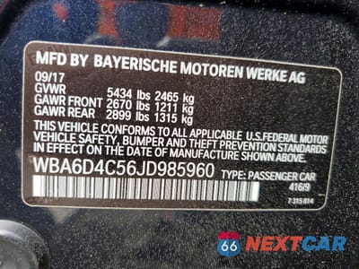 Zdjęcie 12 z 12 samochodu: 2018 BMW 650 I GRAN COUPE VIN:WBA6D4C56JD985960 - miniatura