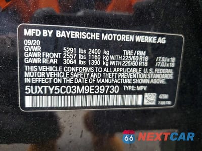 Zdjęcie 13 z 13 samochodu: 2021 BMW X3 XDRIVE30I VIN:5UXTY5C03M9E39730 - miniatura
