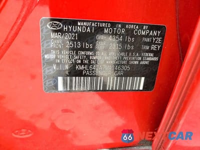 Zdjęcie 13 z 13 samochodu: 2021 HYUNDAI SONATA SEL VIN:KMHL64JA7MA146305 - miniatura