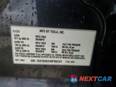 Zdjęcie 14 z 14 samochodu: 2024 TESLA MODEL Y VIN:7SAYGAEE4RF994761 - miniatura