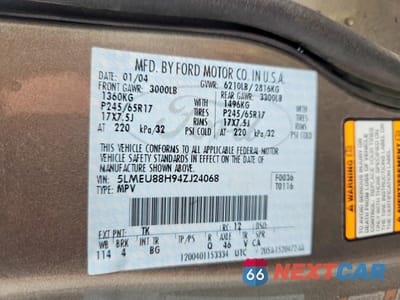 Zdjęcie 13 z 13 samochodu: 2004 LINCOLN TOWNHOUSE AVIATOR VIN:5LMEU88H94ZJ24068 - miniatura