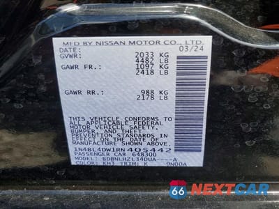 Zdjęcie 13 z 13 samochodu: 2024 NISSAN ALTIMA 2.5 SV VIN:1N4BL4DW1RN405442 - miniatura