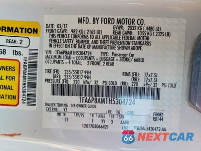 Zdjęcie 12 z 12 samochodu: 2017 FORD MUSTANG VIN:1FA6P8AM1H5304724 - miniatura
