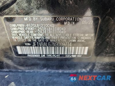 Zdjęcie 12 z 12 samochodu: 2022 SUBARU WRX LIMITED VIN:JF1VBAL67N9009714 - miniatura