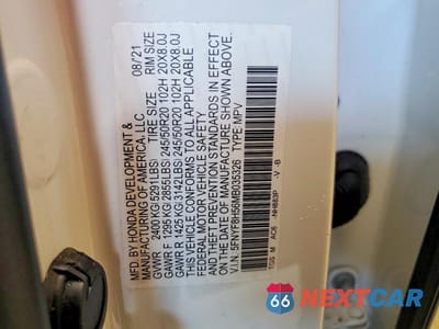 Zdjęcie 13 z 13 samochodu: 2021 HONDA PASSPORT EXL VIN:5FNYF8H56MB035326 - miniatura
