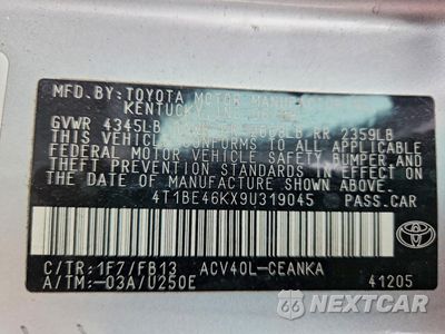 Zdjęcie 12 z 12 samochodu: 2009 TOYOTA CAMRY LE VIN:4T1BE46KX9U319045 - miniatura