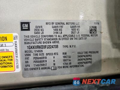 Zdjęcie 14 z 14 samochodu: 2015 GMC ACADIA SLT-1 VIN:1GKKVRKD3FJ224708 - miniatura