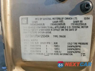Zdjęcie 12 z 12 samochodu: 2004 GMC NEW SIERRA K1500 VIN:2GTEK19T941295404 - miniatura