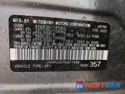 Zdjęcie 14 z 14 samochodu: 2022 MITSUBISHI OUTLANDER SPORT ES VIN:JA4ARUAU7NU011848 - miniatura