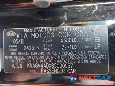 Zdjęcie 12 z 12 samochodu: 2011 KIA OPTIMA HYBRID BASE VIN:KNAGM4ADXB5000957 - miniatura