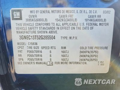 Zdjęcie 12 z 12 samochodu: 2002 CHEVROLET AVALANCHE C1500 VIN:3GNEC13T52G285504 - miniatura