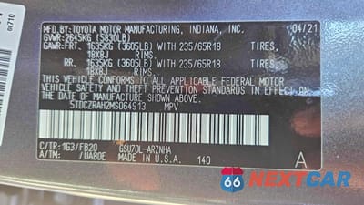 Zdjęcie 10 z 10 samochodu: 2021 TOYOTA HIGHLANDER L VIN:5TDCZRAH2MS064913 - miniatura