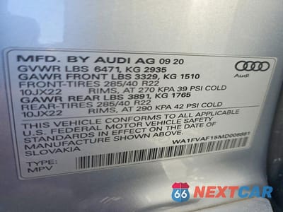 Zdjęcie 13 z 13 samochodu: 2021 AUDI Q8 PRESTIGE S-LINE VIN:WA1FVAF15MD008881 - miniatura
