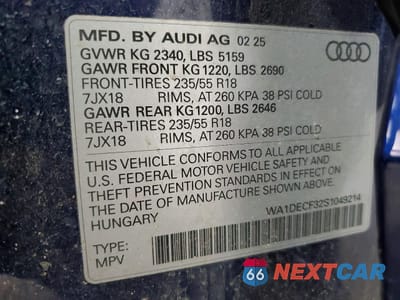 Zdjęcie 14 z 14 samochodu: 2025 AUDI Q3 PREMIUM S LINE 45 VIN:WA1DECF32S1049214 - miniatura