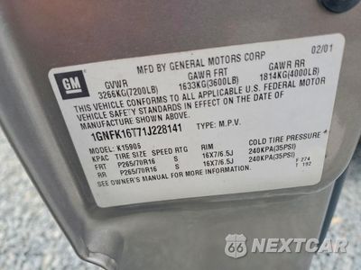 Zdjęcie 13 z 13 samochodu: 2001 CHEVROLET SUBURBAN K1500 VIN:1GNFK16T71J228141 - miniatura