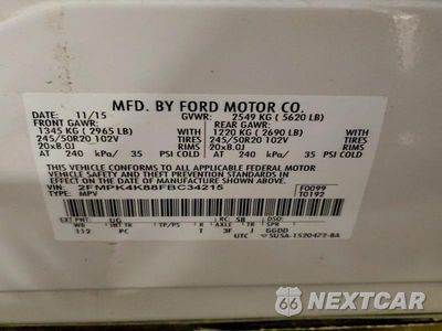 Zdjęcie 13 z 13 samochodu: 2015 FORD EDGE TITANIUM VIN:2FMPK4K88FBC34215 - miniatura