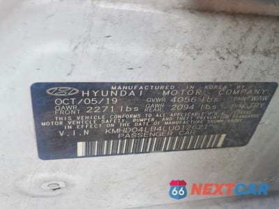 Zdjęcie 13 z 13 samochodu: 2020 HYUNDAI ELANTRA SPORT VIN:KMHD04LB4LU012621 - miniatura