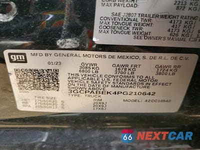 Zdjęcie 12 z 12 samochodu: 2023 CHEVROLET SILVERADO C1500 CUSTOM VIN:3GCPABEK4PG210642 - miniatura