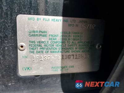 Zdjęcie 14 z 15 samochodu: 2003 SUBARU FORESTER 2.5X VIN:JF1SG63613G713613 - miniatura