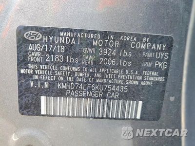 Zdjęcie 12 z 12 samochodu: 2019 HYUNDAI ELANTRA VIN:KMHD74LF6KU754435 - miniatura