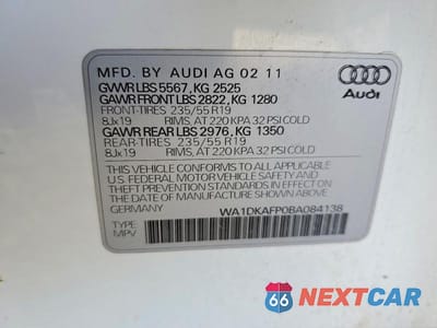 Zdjęcie 14 z 14 samochodu: 2011 AUDI Q5 PREMIUM PLUS VIN:WA1DKAFP0BA084138 - miniatura